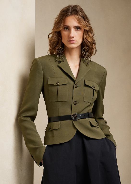 oliven Kvinder Ralph Lauren kamille uld-silke jakke Z426B9300