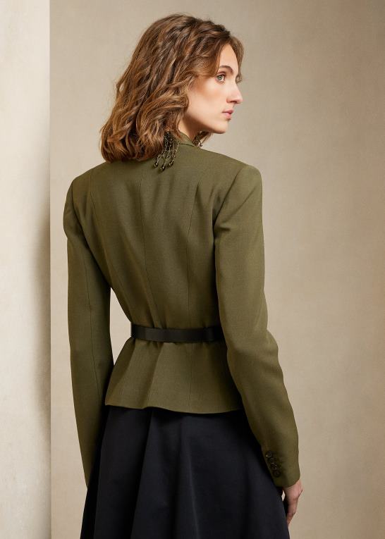 oliven Kvinder Ralph Lauren kamille uld-silke jakke Z426B9300