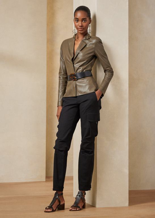 oliven Kvinder Ralph Lauren sophee lammeskindsjakke Z426B9303