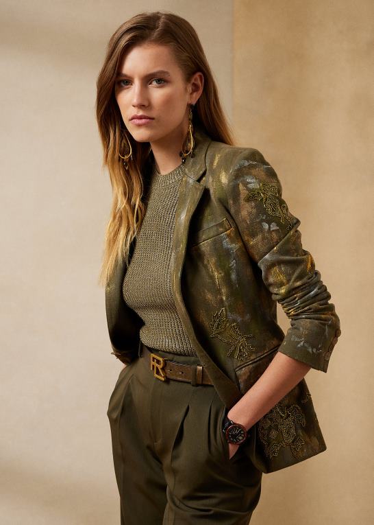 olivenmalerisk nomad Kvinder Ralph Lauren calan painterly denimjakke Z426B9304