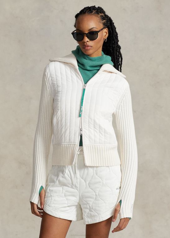 pergament creme Kvinder Ralph Lauren hybrid tragthals sweaterjakke Z426B3124