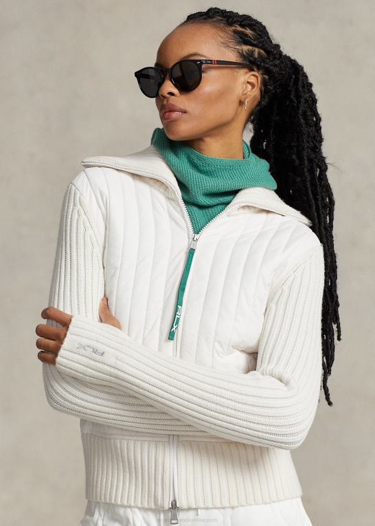 pergament creme Kvinder Ralph Lauren hybrid tragthals sweaterjakke Z426B3124