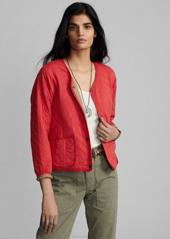 rød Kvinder Ralph Lauren quiltet jersey liner jakke Z426B3635