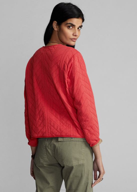 rød Kvinder Ralph Lauren quiltet jersey liner jakke Z426B3635