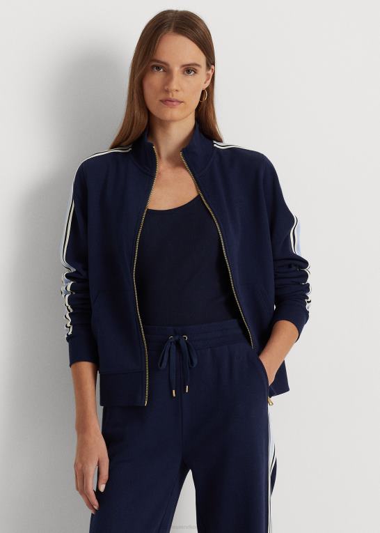 raffineret flåde Kvinder Ralph Lauren fransk frotté jakke med fuld lynlås Z426B4042
