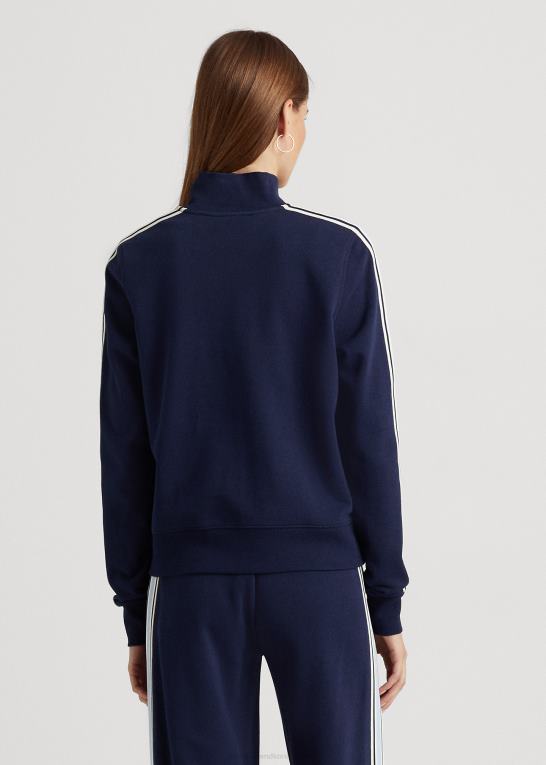 raffineret flåde Kvinder Ralph Lauren fransk frotté jakke med fuld lynlås Z426B4042