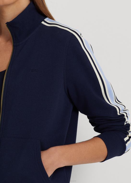 raffineret flåde Kvinder Ralph Lauren fransk frotté jakke med fuld lynlås Z426B4042