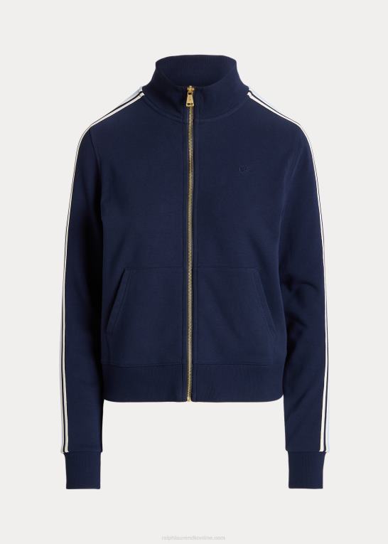 raffineret flåde Kvinder Ralph Lauren fransk frotté jakke med fuld lynlås Z426B4413