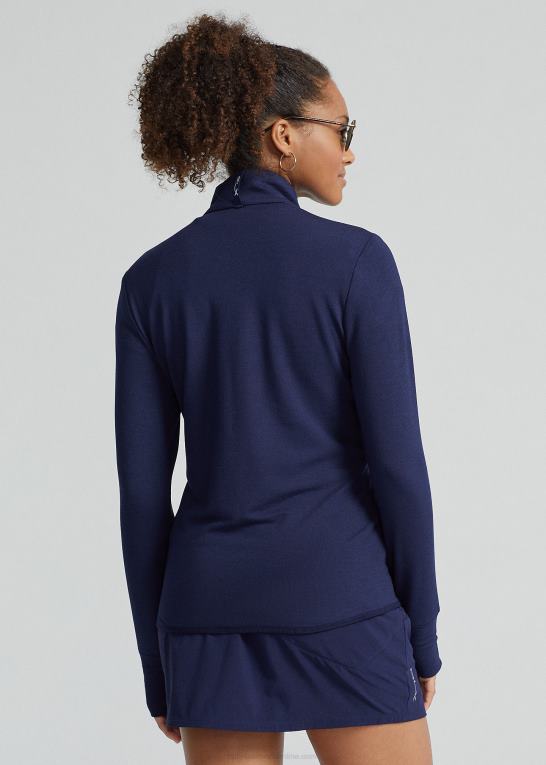 raffineret marineblå/hvid Kvinder Ralph Lauren quiltet hybrid jakke med lynlås Z426B9403