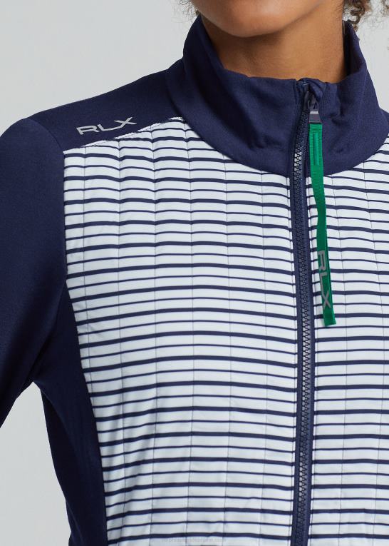 raffineret marineblå/hvid Kvinder Ralph Lauren quiltet hybrid jakke med lynlås Z426B9403