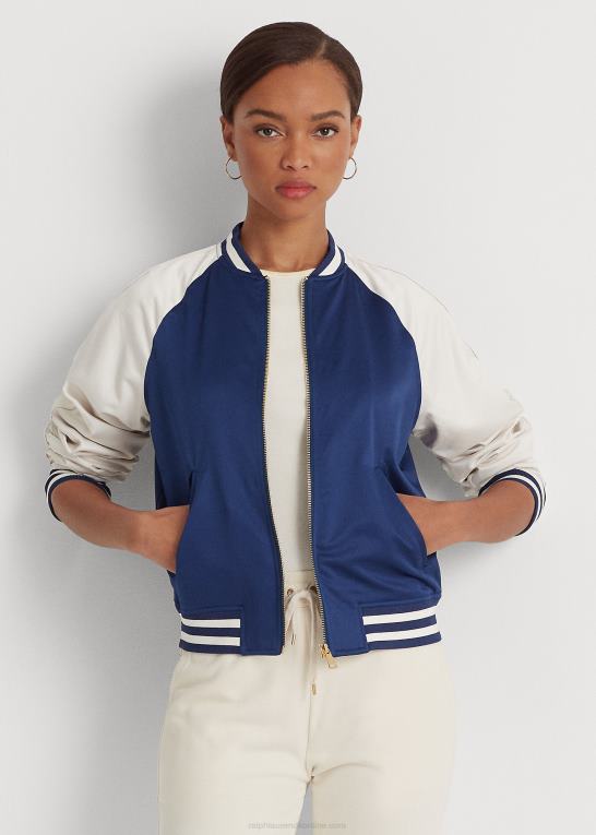 raffineret navy/creme Kvinder Ralph Lauren satin bomber jakke Z426B3985