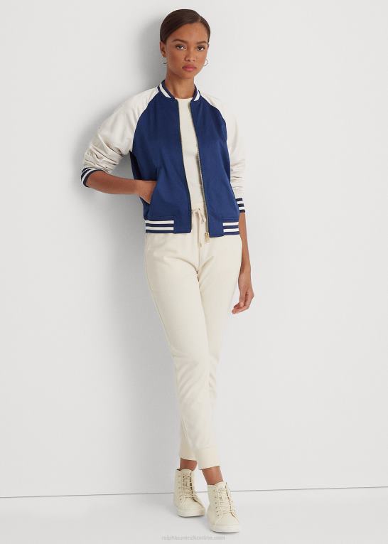 raffineret navy/creme Kvinder Ralph Lauren satin bomber jakke Z426B3985