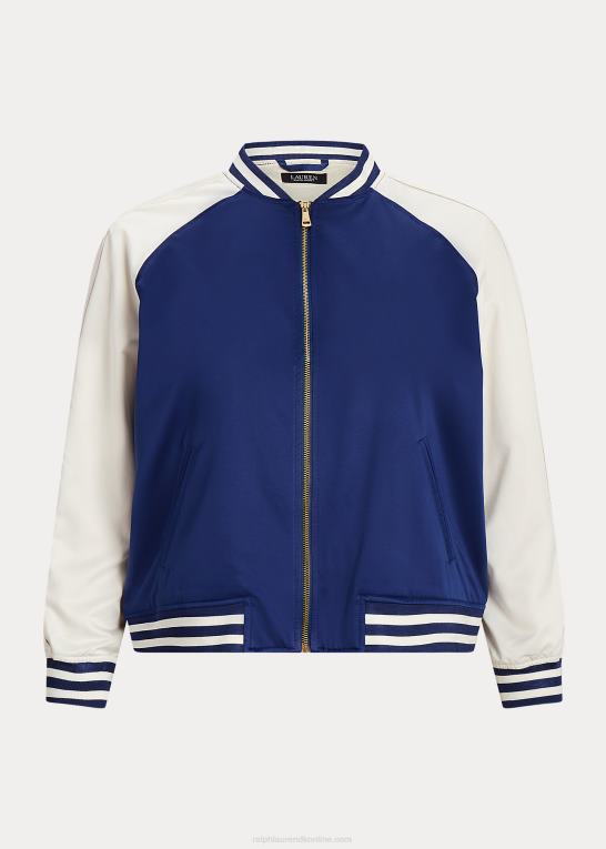 raffineret navy/creme Kvinder Ralph Lauren satin bomber jakke Z426B4622