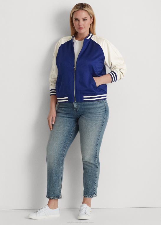 raffineret navy/creme Kvinder Ralph Lauren satin bomber jakke Z426B4622