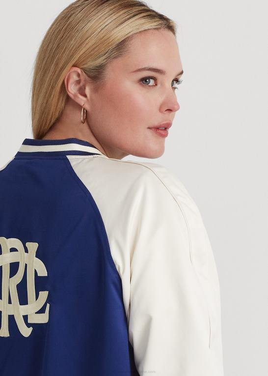 raffineret navy/creme Kvinder Ralph Lauren satin bomber jakke Z426B4622