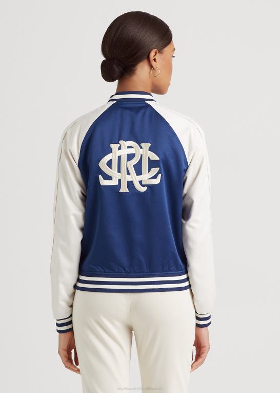 raffineret navy/creme Kvinder Ralph Lauren satin bomber jakke Z426B9476