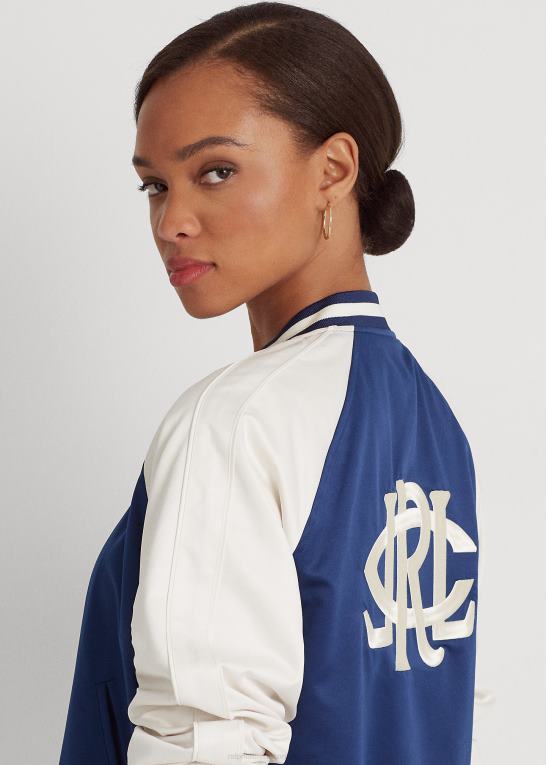 raffineret navy/creme Kvinder Ralph Lauren satin bomber jakke Z426B9476