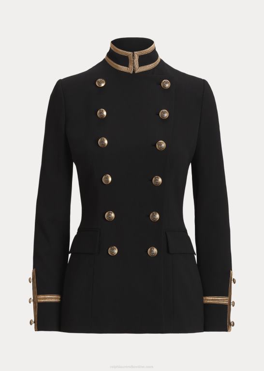 sort Kvinder Ralph Lauren dobbeltradet crepejakke i uld Z426B9328