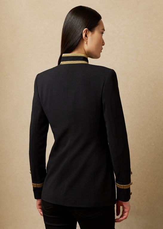 sort Kvinder Ralph Lauren dobbeltradet crepejakke i uld Z426B9328