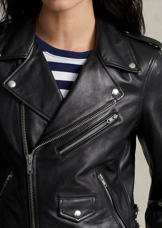 sort Kvinder Ralph Lauren motojakke i fåreskind Z426B2889