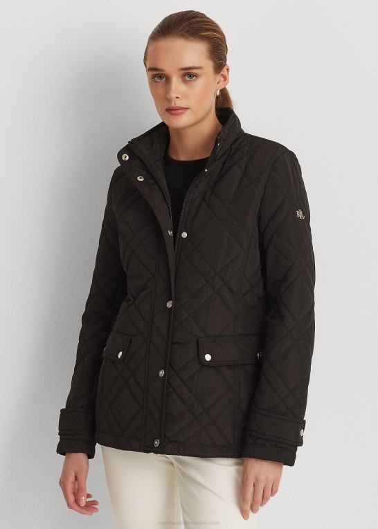 sort Kvinder Ralph Lauren quiltet mockneck jakke Z426B4120