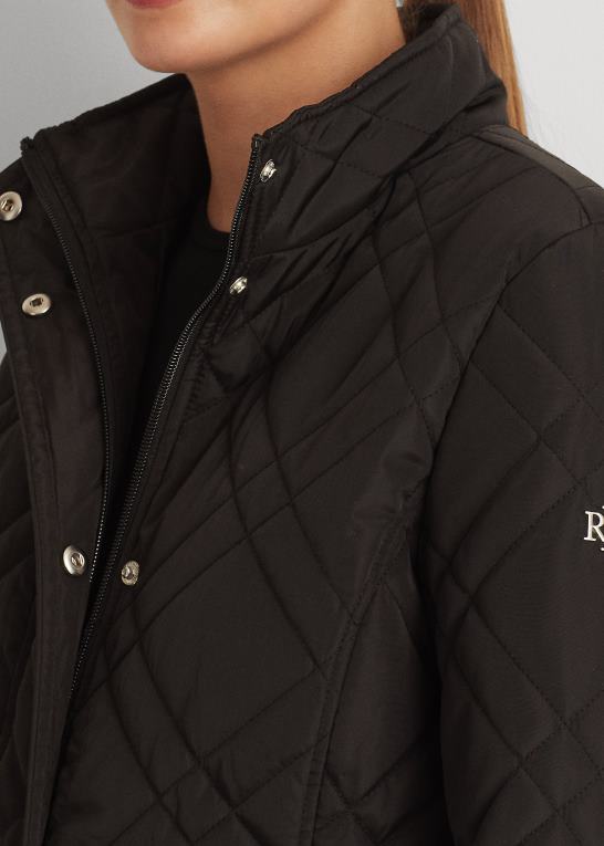 sort Kvinder Ralph Lauren quiltet mockneck jakke Z426B4120