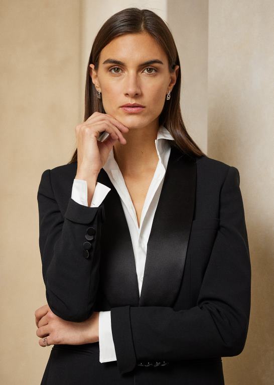 sort Kvinder Ralph Lauren sawyer uld smoking jakke Z426B3439