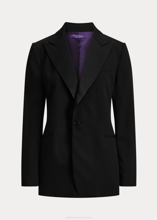 sort Kvinder Ralph Lauren truett uld gabardine smokingjakke Z426B9331