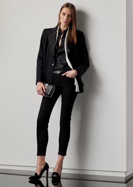 sort Kvinder Ralph Lauren truett uld gabardine smokingjakke Z426B9331