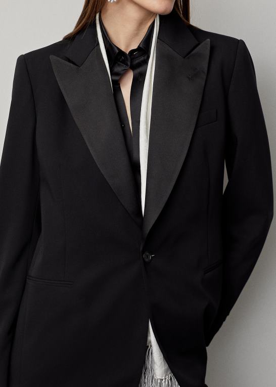 sort Kvinder Ralph Lauren truett uld gabardine smokingjakke Z426B9331