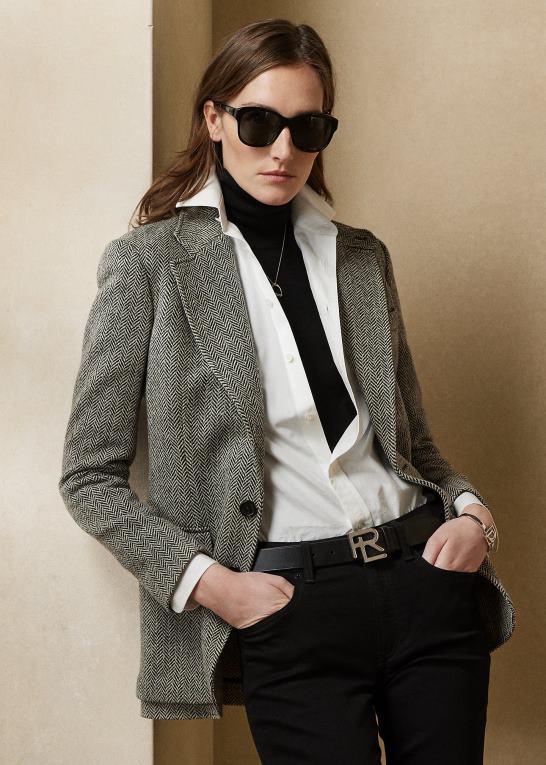 sort/creme Kvinder Ralph Lauren tweed-jakken Z426B3463