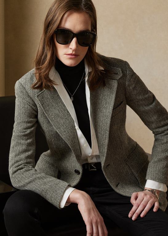 sort/creme Kvinder Ralph Lauren tweed-jakken Z426B3463