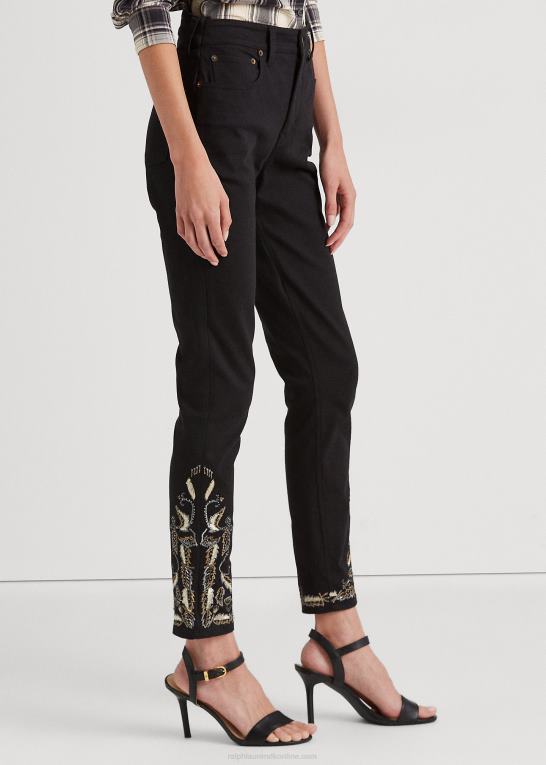 Kvinder Ralph Lauren broderet skinny ankeljeans i høj talje Z426B9590