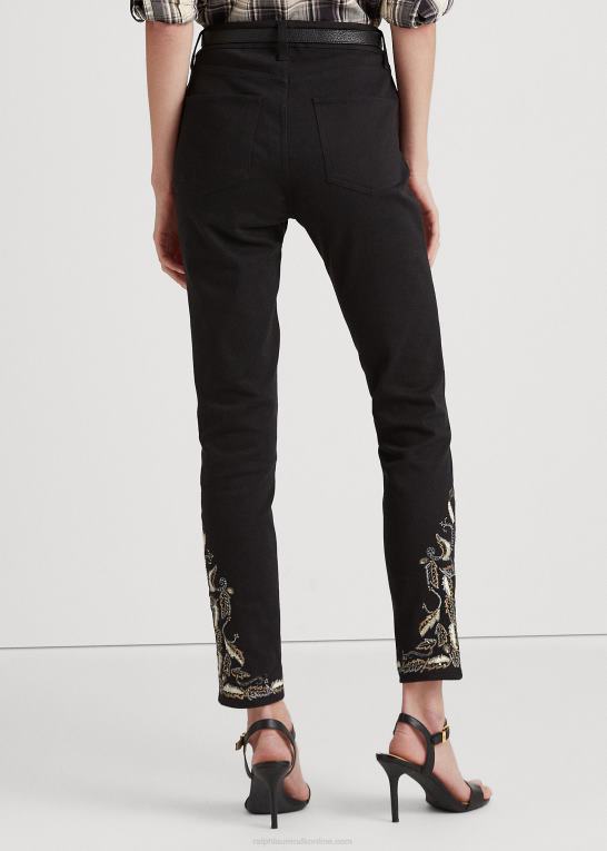 Kvinder Ralph Lauren broderet skinny ankeljeans i høj talje Z426B9590