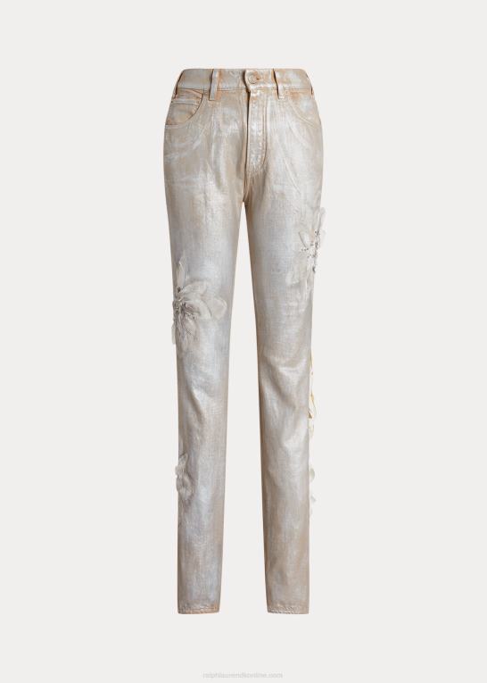 belagt sølv blomstret Kvinder Ralph Lauren 160 slim denim jean Z426B3549