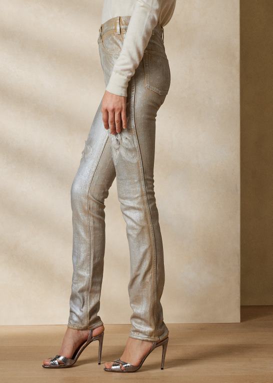 belagt sølv blomstret Kvinder Ralph Lauren 160 slim denim jean Z426B3549