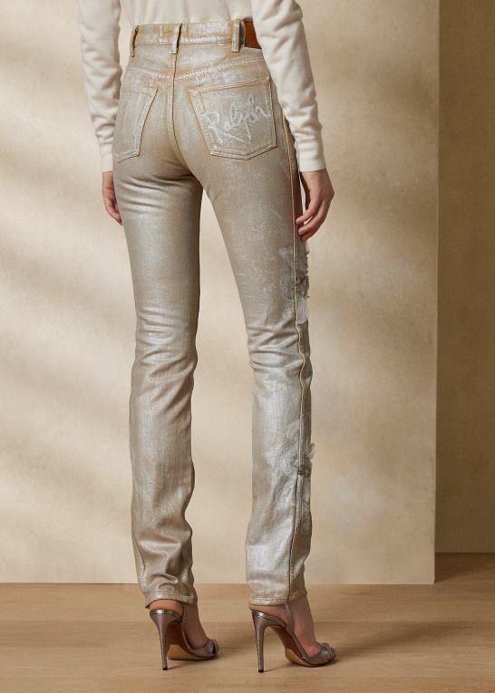 belagt sølv blomstret Kvinder Ralph Lauren 160 slim denim jean Z426B3549