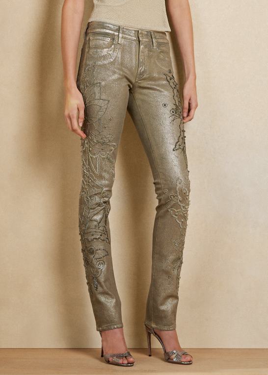 champagne Kvinder Ralph Lauren udsmykket 160 slim denim jean Z426B3555