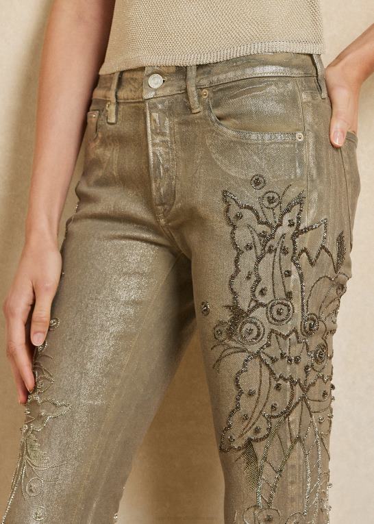 champagne Kvinder Ralph Lauren udsmykket 160 slim denim jean Z426B3555