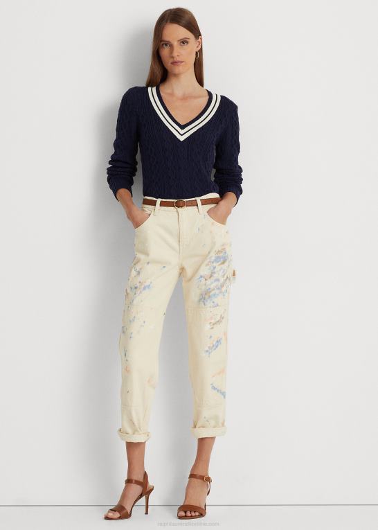 creme vask Kvinder Ralph Lauren maling-splatter denim snedker jean Z426B4039