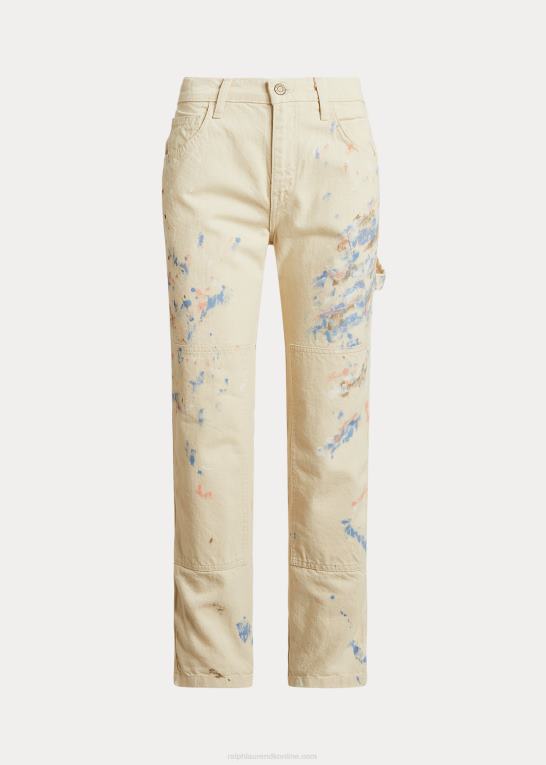 creme vask Kvinder Ralph Lauren maling-splatter denim snedker jean Z426B4039