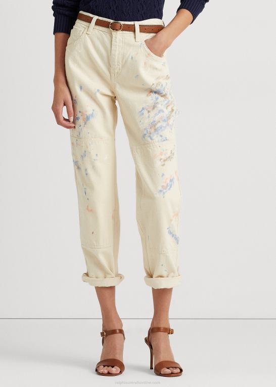 creme vask Kvinder Ralph Lauren maling-splatter denim snedker jean Z426B4039