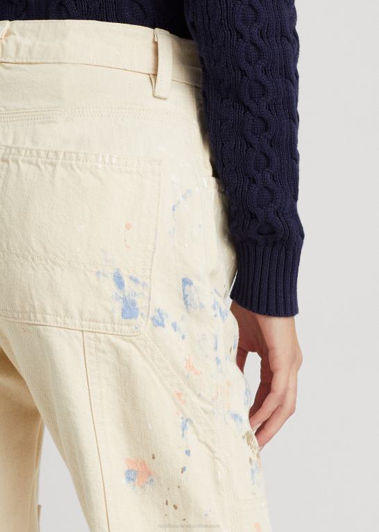 creme vask Kvinder Ralph Lauren maling-splatter denim snedker jean Z426B4039
