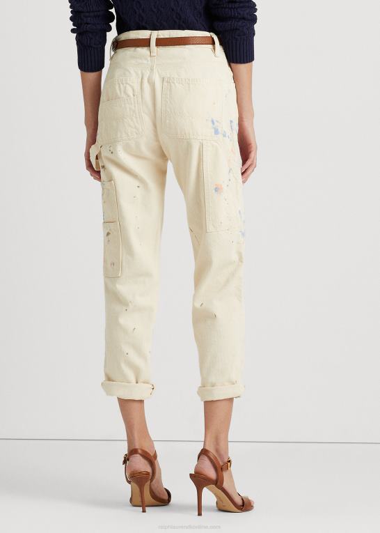 creme vask Kvinder Ralph Lauren maling-splatter denim snedker jean Z426B4437