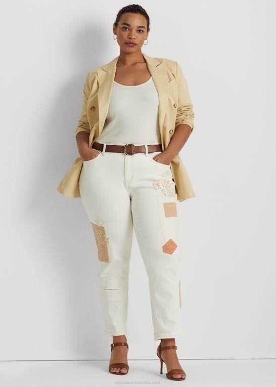 creme vask Kvinder Ralph Lauren patchwork afslappet tilspidsede ankeljean Z426B4773