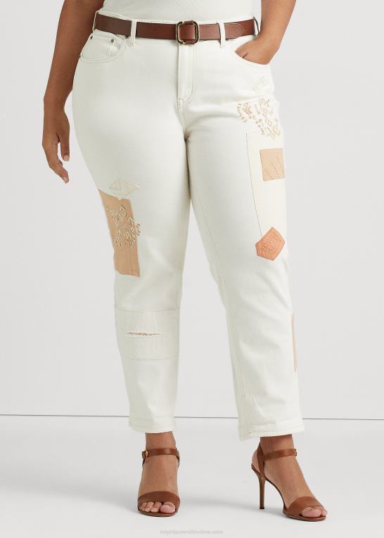 creme vask Kvinder Ralph Lauren patchwork afslappet tilspidsede ankeljean Z426B4773