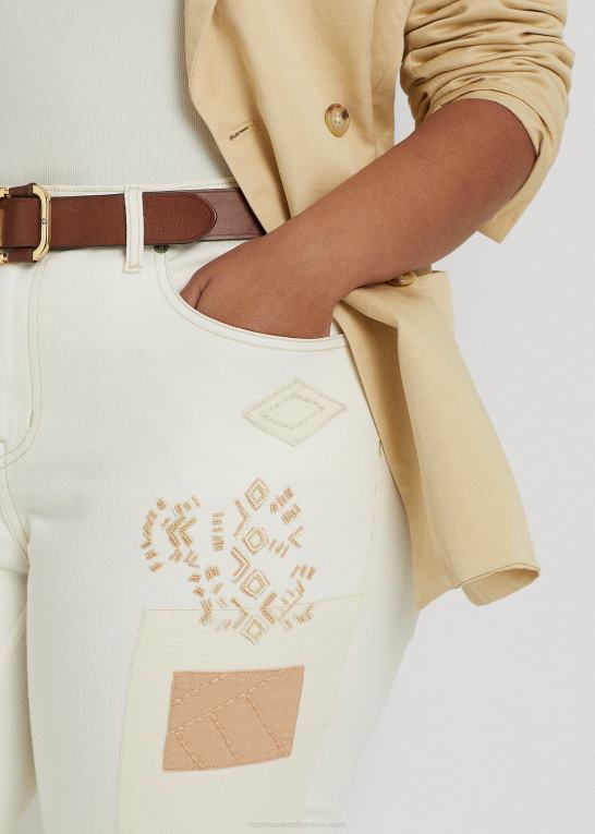 creme vask Kvinder Ralph Lauren patchwork afslappet tilspidsede ankeljean Z426B4773