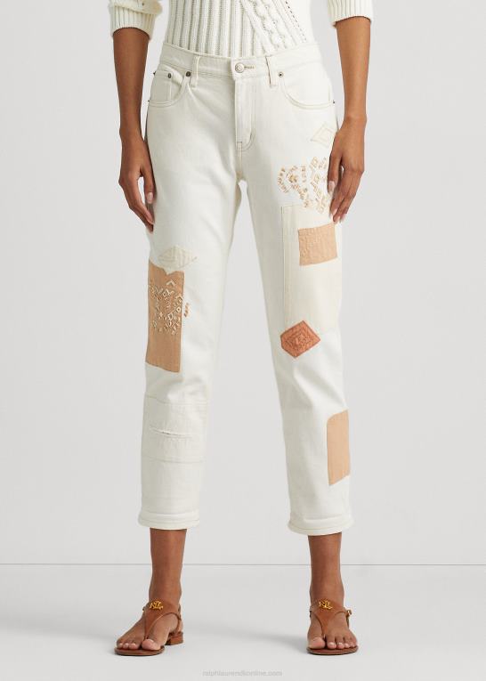 creme vask Kvinder Ralph Lauren patchwork afslappet tilspidsede ankeljean Z426B4867