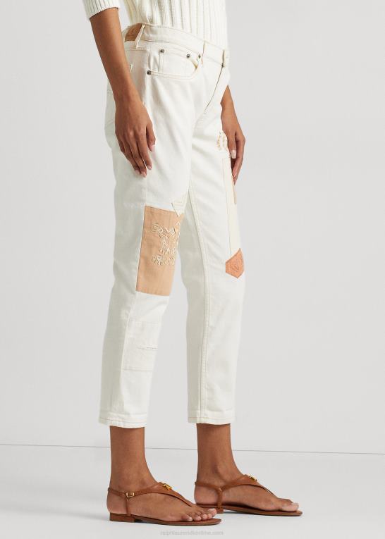 creme vask Kvinder Ralph Lauren patchwork afslappet tilspidsede ankeljean Z426B4867