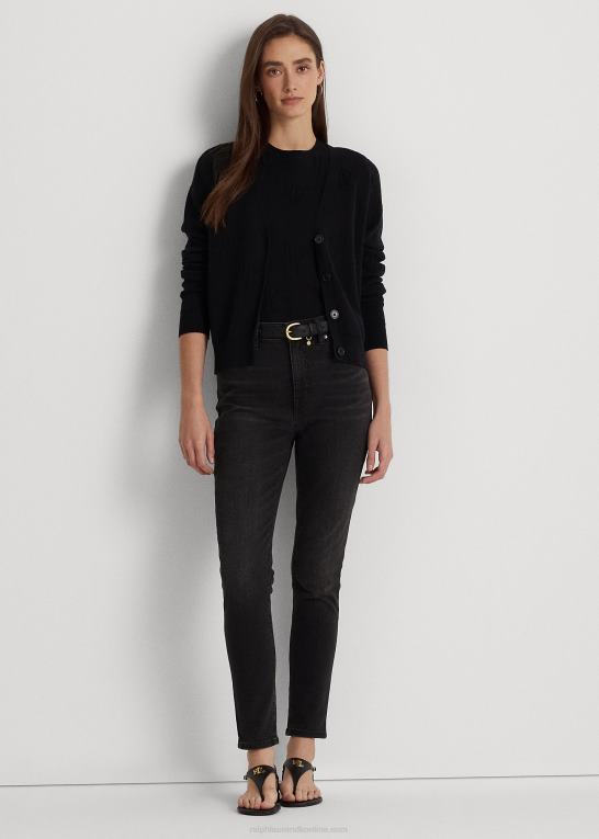 empire sort vask Kvinder Ralph Lauren skinny ankeljeans i høj talje Z426B4195